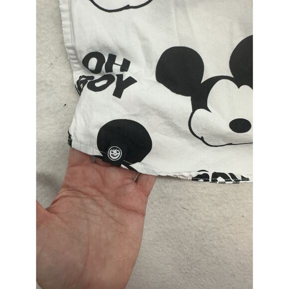Disney Neff Shirt Mens Small Mickey Mouse Oh Boy White Black Button 100% Cotton - Picture 8 of 8